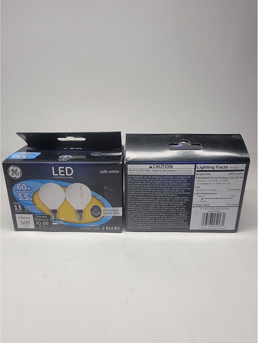 GE LED Decorative Frosted Finish Bulbs 5.5 Watt 60 W Replacement G16 2pk 4bulbs